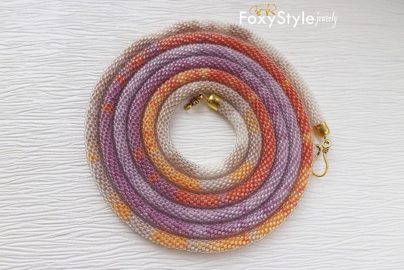 Long Necklace Layered and Long Multi Strand Necklace 30th Birthday Gift Long Beaded Necklace Rope Necklace Orange Necklace Purple Necklace image 1