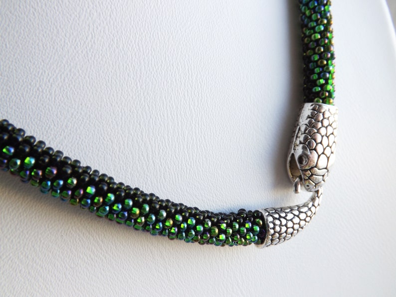 Green Snake Necklace Unique Handmade Jewelry Serpent Etsy