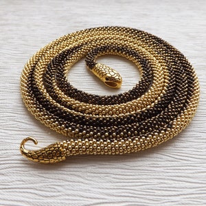 Gold Snake Necklace Snake Jewelry For Women Birthday Gift Celtic Necklace Witch Jewelry Animal Necklace Long Beaded Necklace Ouroboros Snake image 8