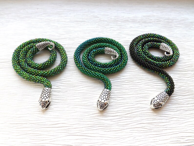 Green Snake Necklace Costume Snake Jewelry Green Statement Etsy