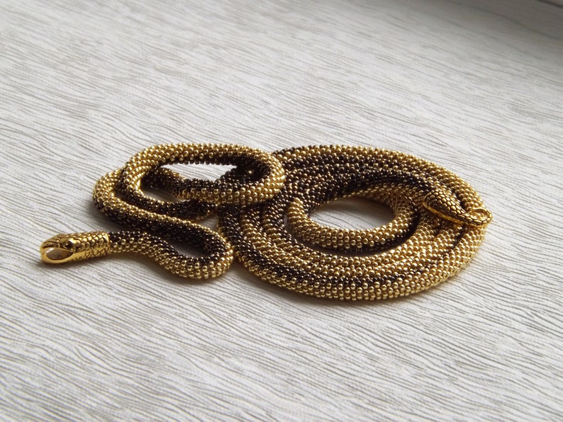 Gold Snake Necklace Snake Jewelry For Women Birthday Gift Celtic Necklace Witch Jewelry Animal Necklace Long Beaded Necklace Ouroboros Snake image 10