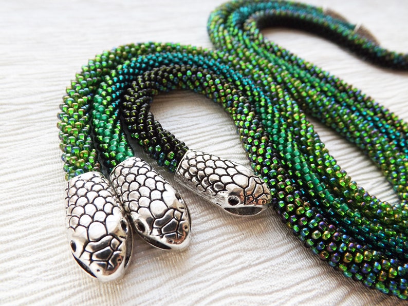 Green snake necklace Costume snake jewelry Green statement Etsy