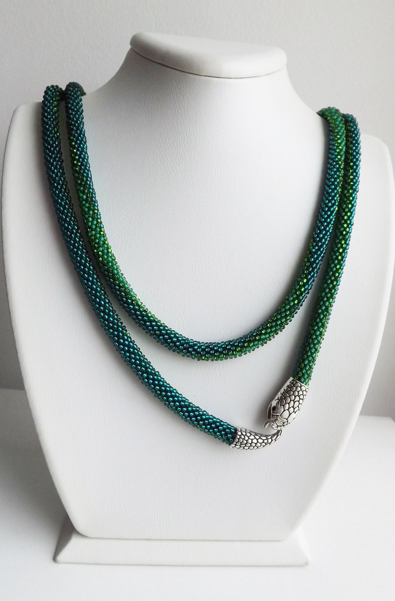 Green Snake Necklace Serpent Necklace Ouroboros Jewelry Etsy