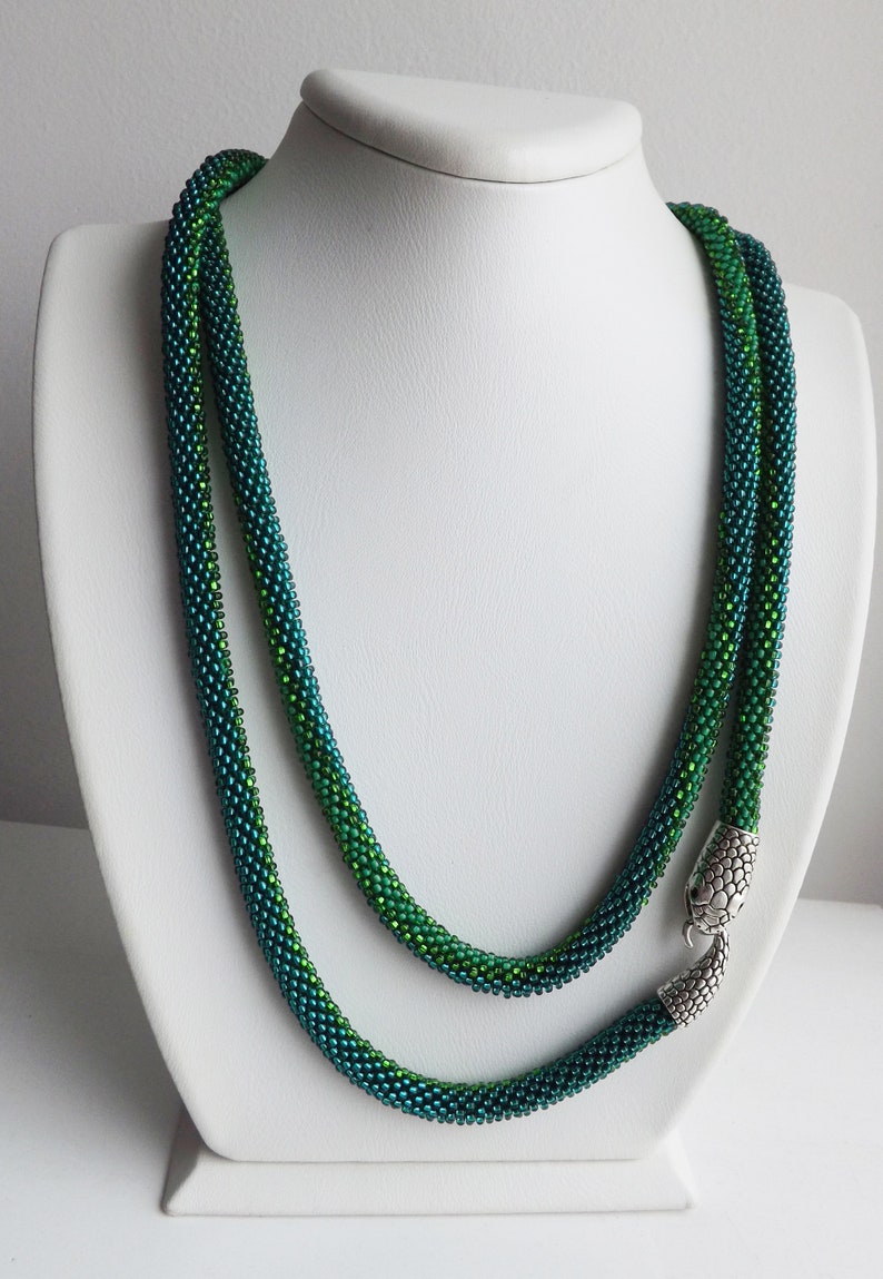 Green Snake Necklace Serpent Necklace Ouroboros Jewelry Etsy