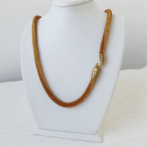 Beaded snake necklace, Snake choker, Day collar, Gold bead necklace, Ethnic beaded necklace, Boho necklace, 40th birthday gift for her image 2