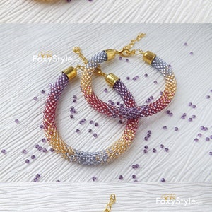 Bracelet Perlé Crochet Bracelet Femme Graine Perle Bracelet Pleine Conscience Cadeau Bracelet Violet Corde Bracelet Bracelet De Charme De Tous les Jours Cadeau image 6