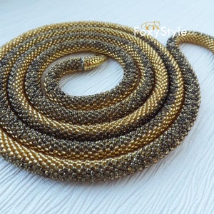 gold snake necklace, layering bead necklace, long gold necklace, celtic necklace, gift for wife, snake jewelry, serpent necklace image 7