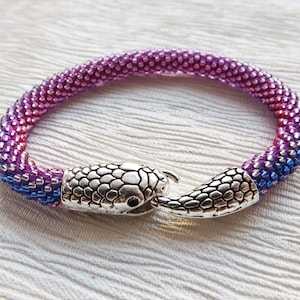 Pulsera de serpiente, Pulsera de cuentas rosas, Joyería de serpiente, Pulsera de serpiente, Pulsera Ouroboros, Joyería bisexual, Pulsera Zen, Joyería de bruja