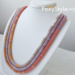 Long Necklace Layered and Long Multi Strand Necklace 30th Birthday Gift Long Beaded Necklace Rope Necklace Orange Necklace Purple Necklace image 2