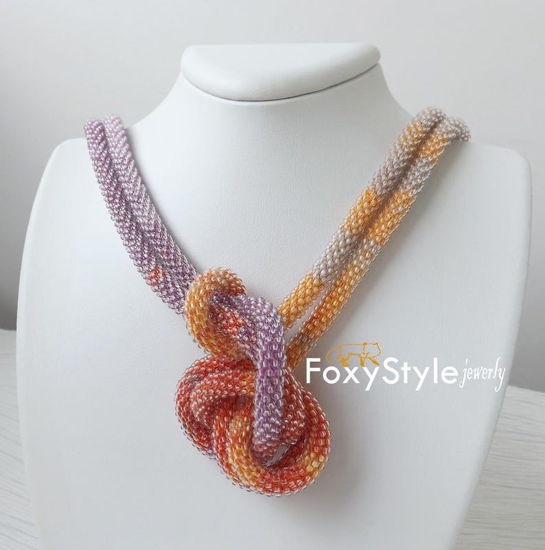 Long Necklace Layered and Long Multi Strand Necklace 30th Birthday Gift Long Beaded Necklace Rope Necklace Orange Necklace Purple Necklace image 6