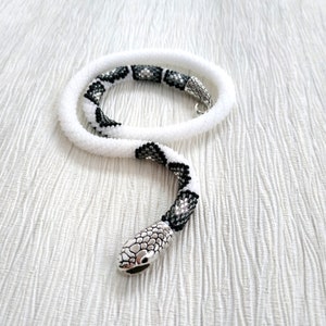 White snake necklace silver, Snake choker necklace, Ouroboros necklace, Silver statement necklace, Silver snake jewelry, Wiccan necklace