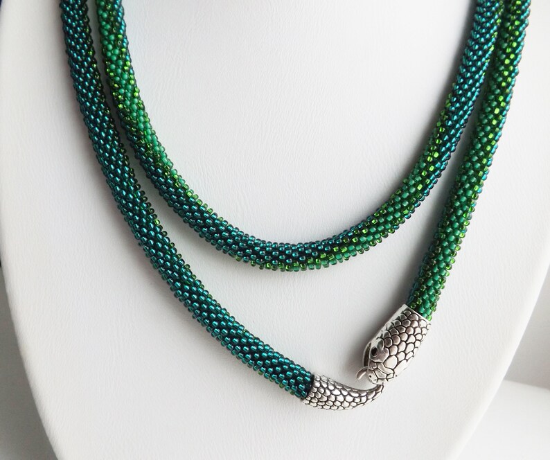 Green Snake Necklace Serpent Necklace Ouroboros Jewelry Etsy