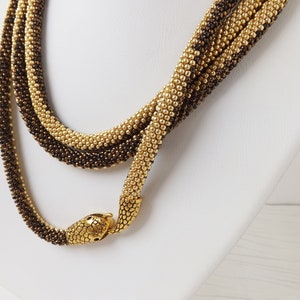 Gold Snake Necklace Snake Jewelry For Women Birthday Gift Celtic Necklace Witch Jewelry Animal Necklace Long Beaded Necklace Ouroboros Snake image 9