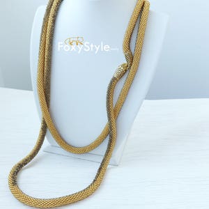 gold snake necklace, layering bead necklace, long gold necklace, celtic necklace, gift for wife, snake jewelry, serpent necklace image 8