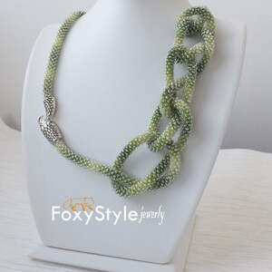 Layering Necklace Birthday Gift Idea Green Jewelry Gift Beaded Jewelry Snake Necklace Women Gift Crochet Jewelry Bib Jewelry Yoga Jewelry image 5