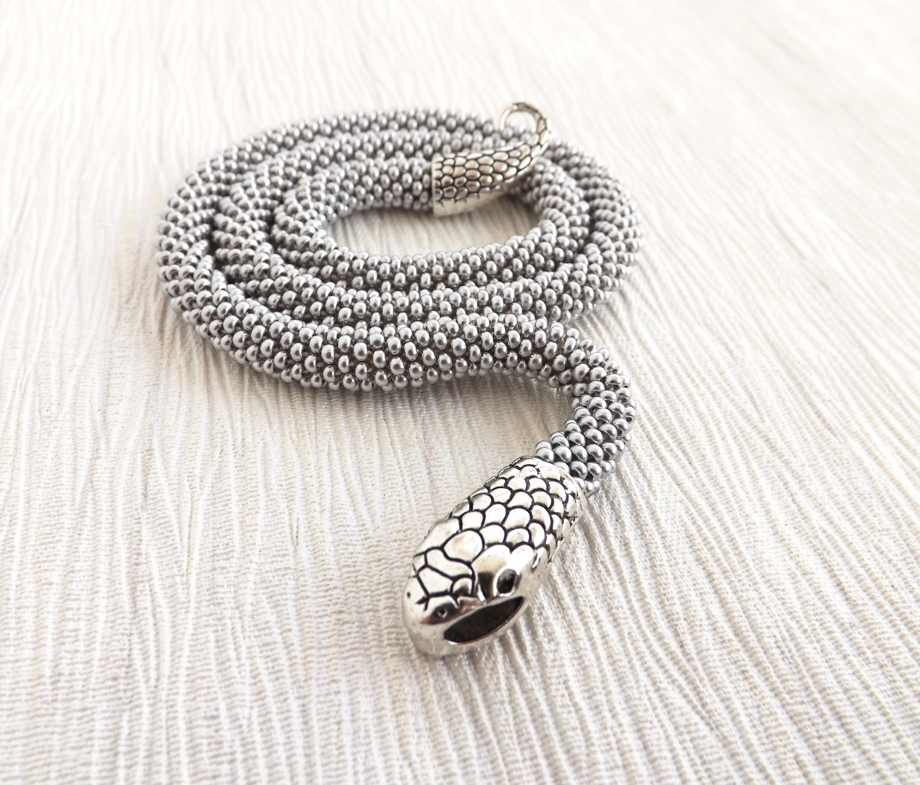 Silver snake necklace Serpent necklace Snake choker Snake Etsy