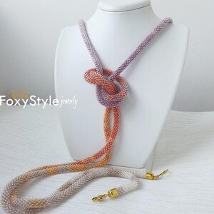 Long Necklace Layered and Long Multi Strand Necklace 30th Birthday Gift Long Beaded Necklace Rope Necklace Orange Necklace Purple Necklace image 3