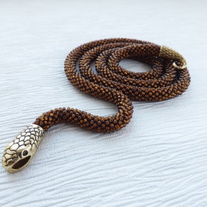 Snake Jewelry Brown Statement Necklace Choker Necklace Snake Necklace Ouroboros Necklace Coffee Brown Necklace Long Necklace Gothic Necklace