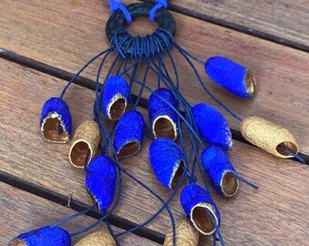 Statement blue necklace, Big Blue Beaded necklace,Chunky long blue necklace, Contemporary blue necklace, Royal blue necklace, Eco friendly