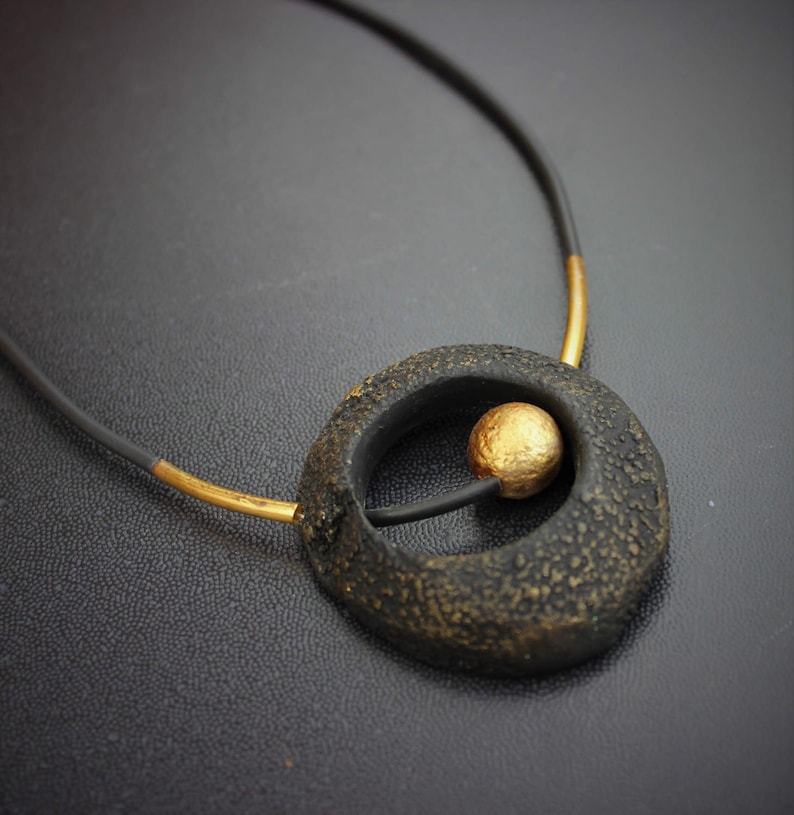 Modern black necklace Statement black necklace Black Etsy