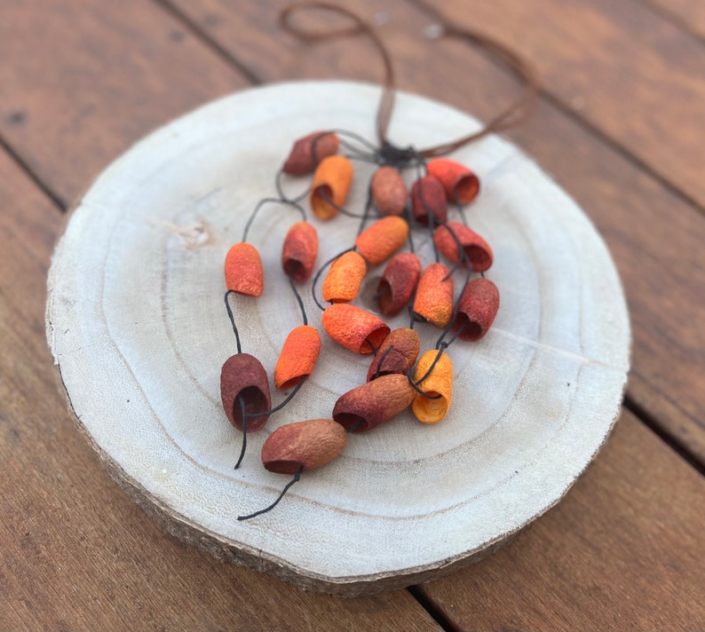 Statement Autumn jewelry ,Colorful necklace, Big Beaded necklace,Chunky necklace ,Silk cocoons necklace, Fall colors necklace image 9