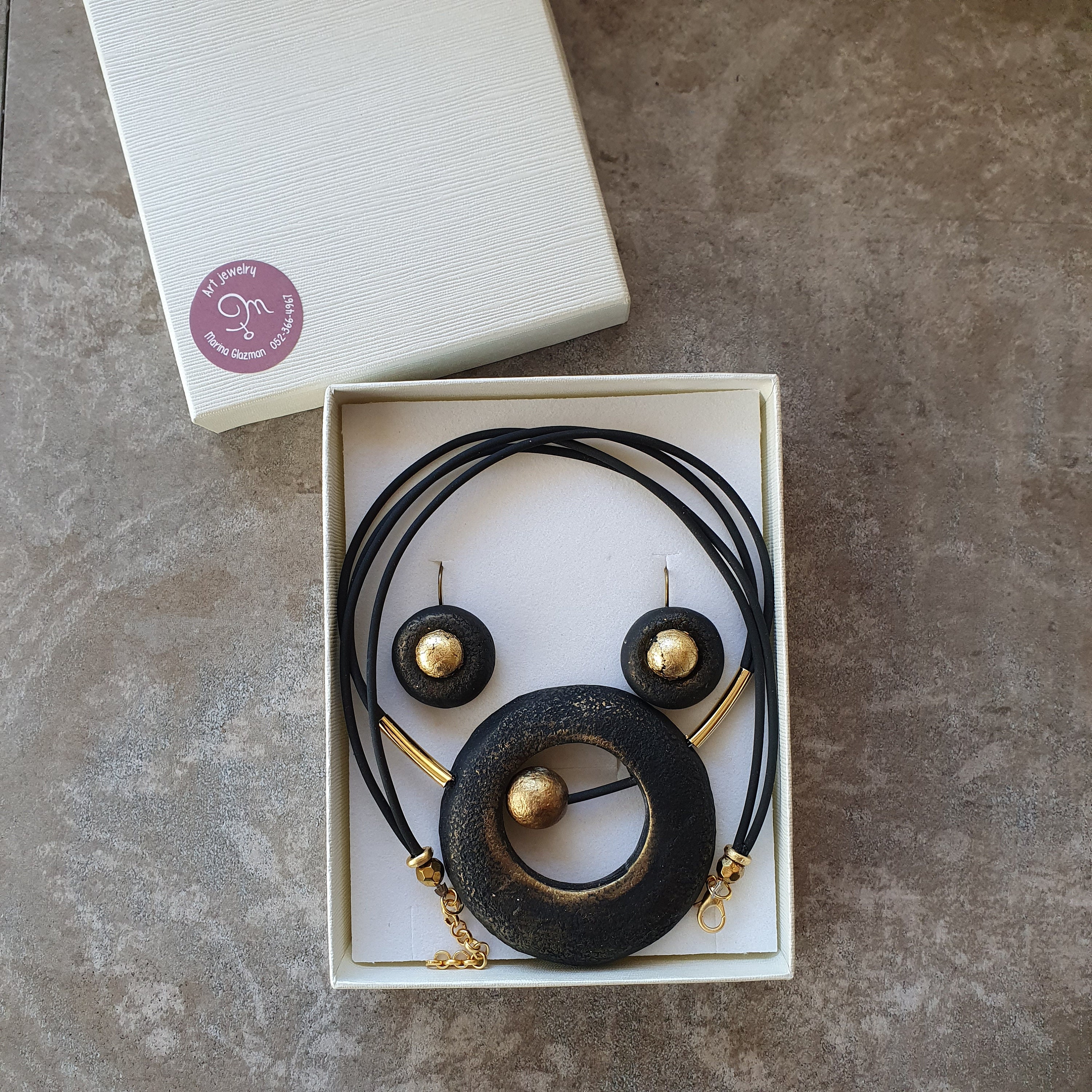 Modern Minimalist Black Necklace, Statement Necklace for Black Dress