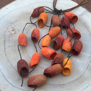 Statement Autumn jewelry ,Colorful necklace, Big Beaded necklace,Chunky necklace ,Silk cocoons necklace, Fall colors necklace image 10