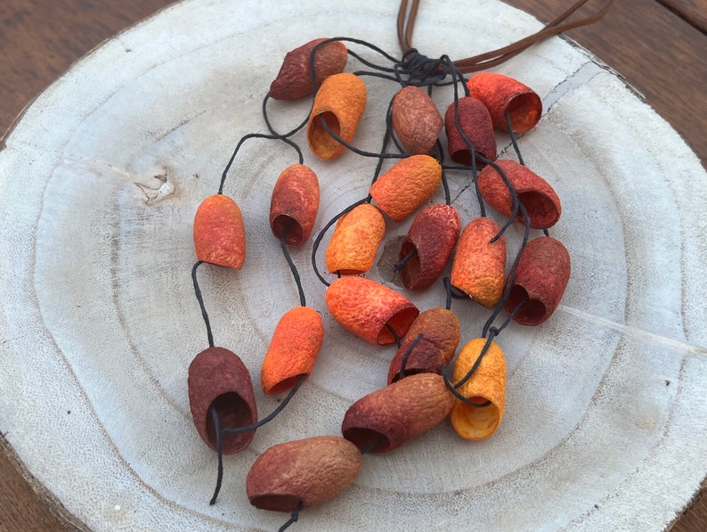 Statement Autumn jewelry ,Colorful necklace, Big Beaded necklace,Chunky necklace ,Silk cocoons necklace, Fall colors necklace image 10