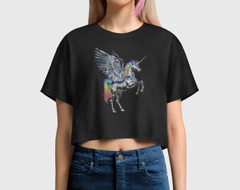 Flying Unicorn Crop Tee