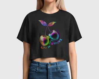 Cherry Life Is Sweet Iridescent Crop Tee