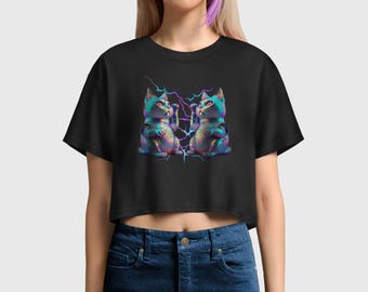 Cyber Fortune Cat Crop Tee