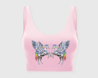 Flying Unicorn Pink Sports Bra / Crop Top