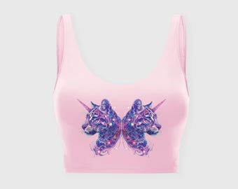 Unicorn Cat Celestial Pink Sports Bra / Crop Top