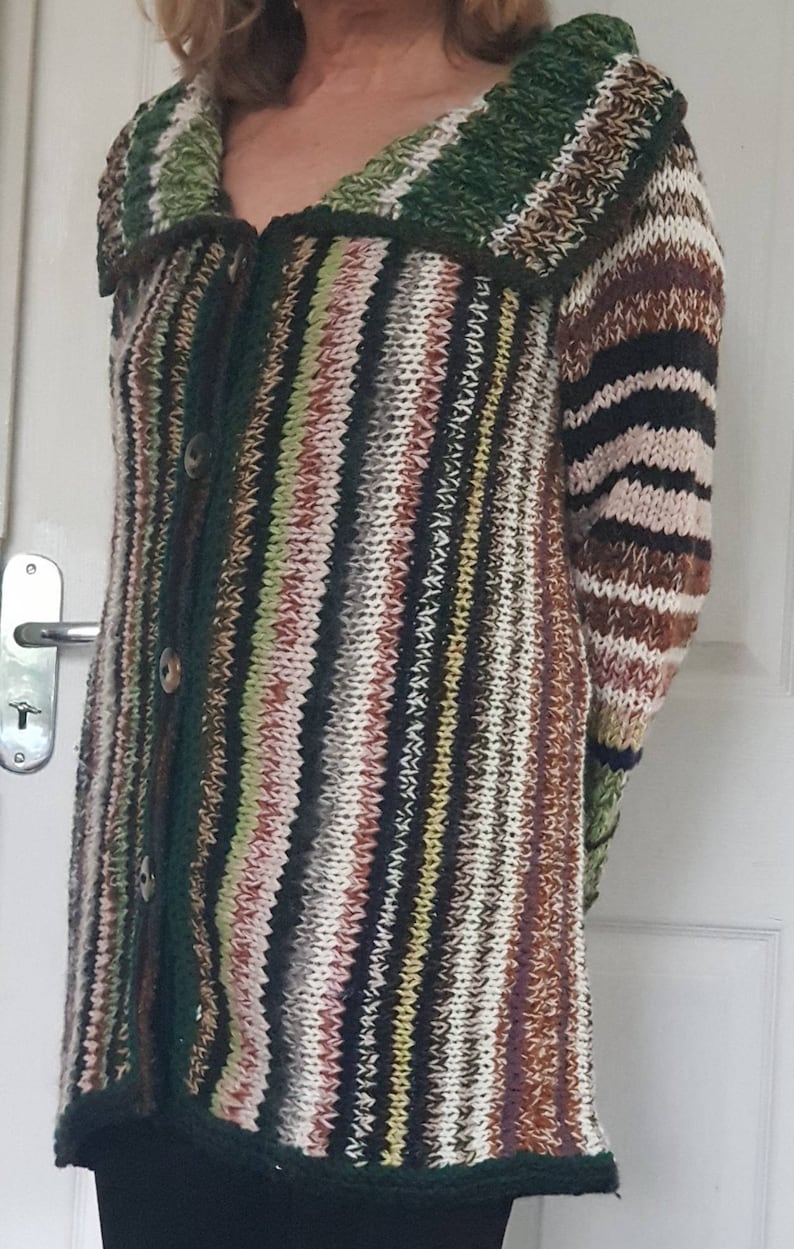 Lovely Multicolour Long Hand Knitted Cardigan SM