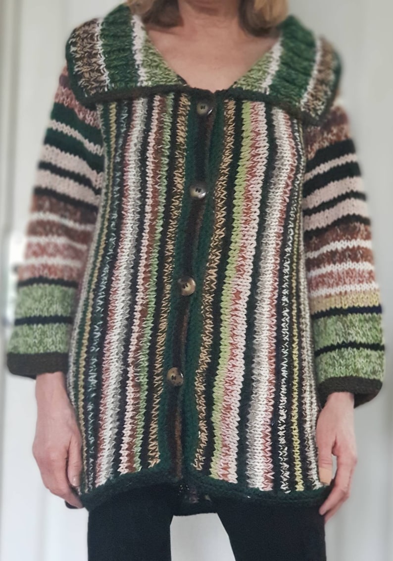 Lovely Multicolour Long Hand Knitted Cardigan SM