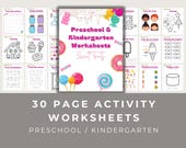 Activity Worksheets Bundle, Preschool Kindergarten Worksheets, Printable Activity, Homeschool Worksheet