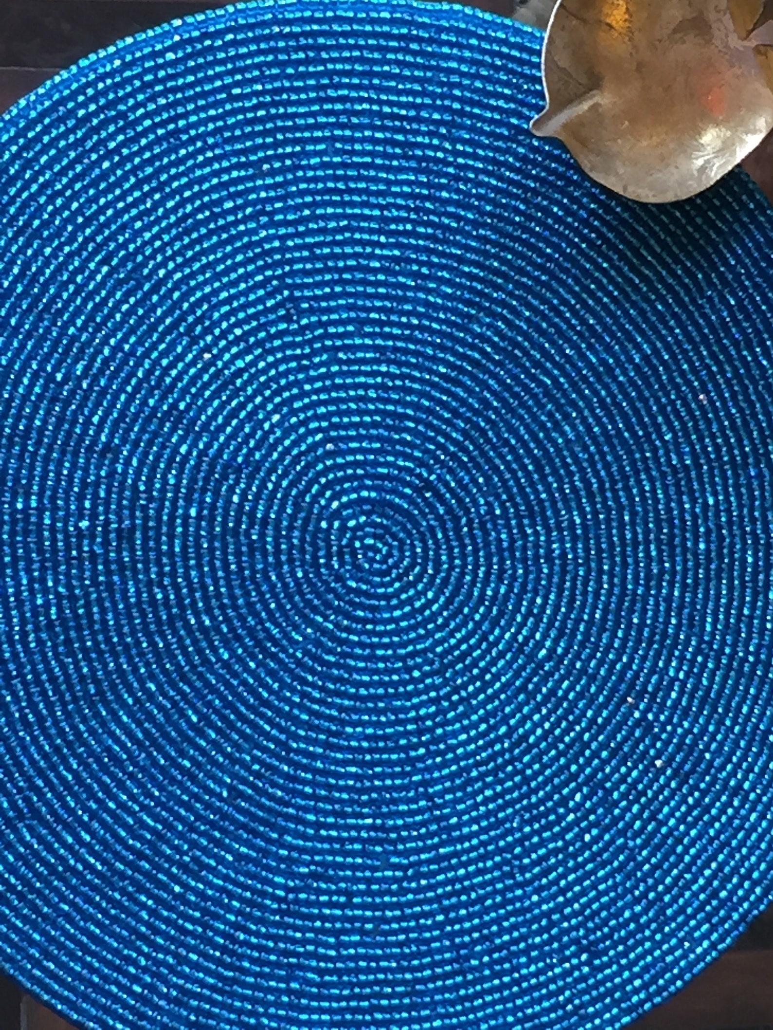 Blue handmade beaded placemats 10 inch round Centre piece Etsy