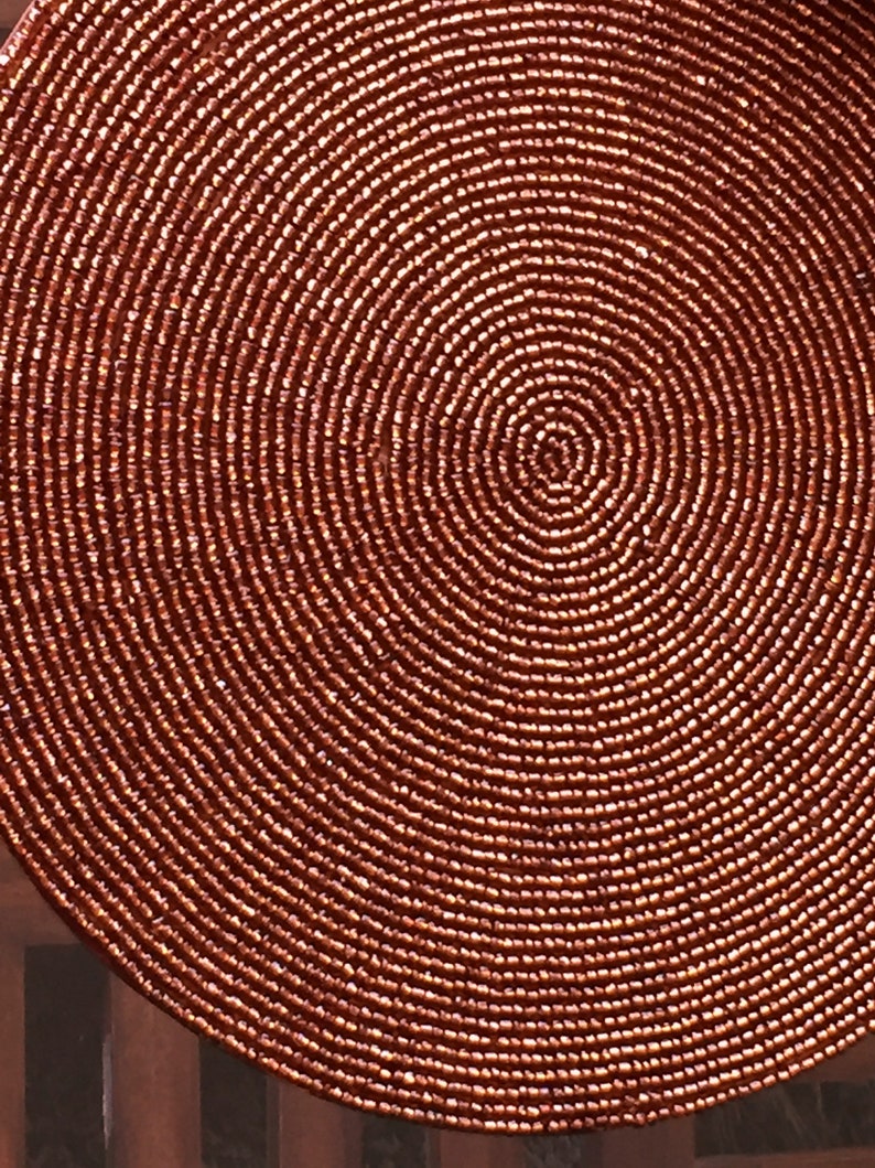 Brown color beaded placemats 10 inch round handmade Etsy