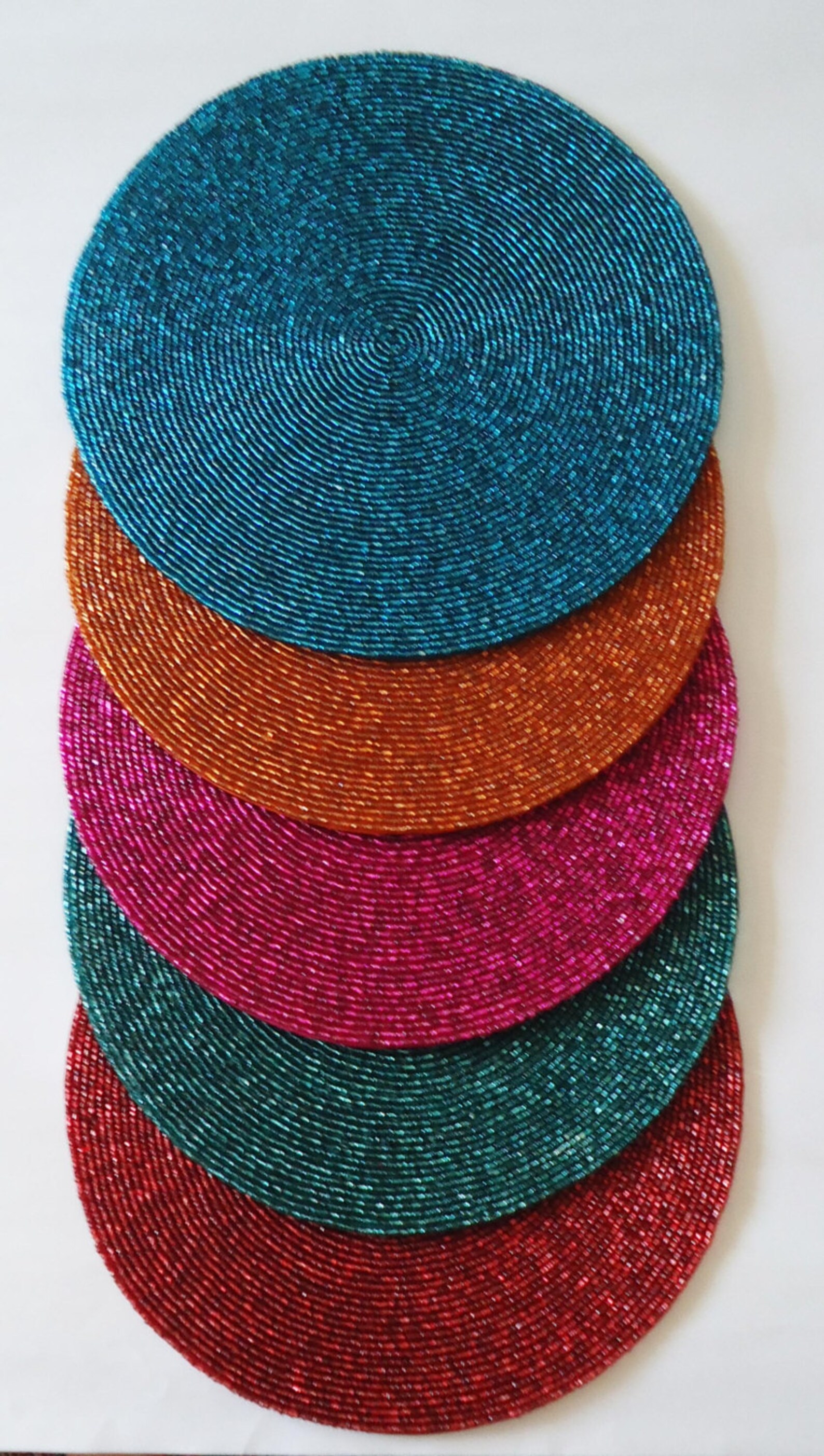 Round silver handmade beaded placemat 10 inch Centre piece Etsy