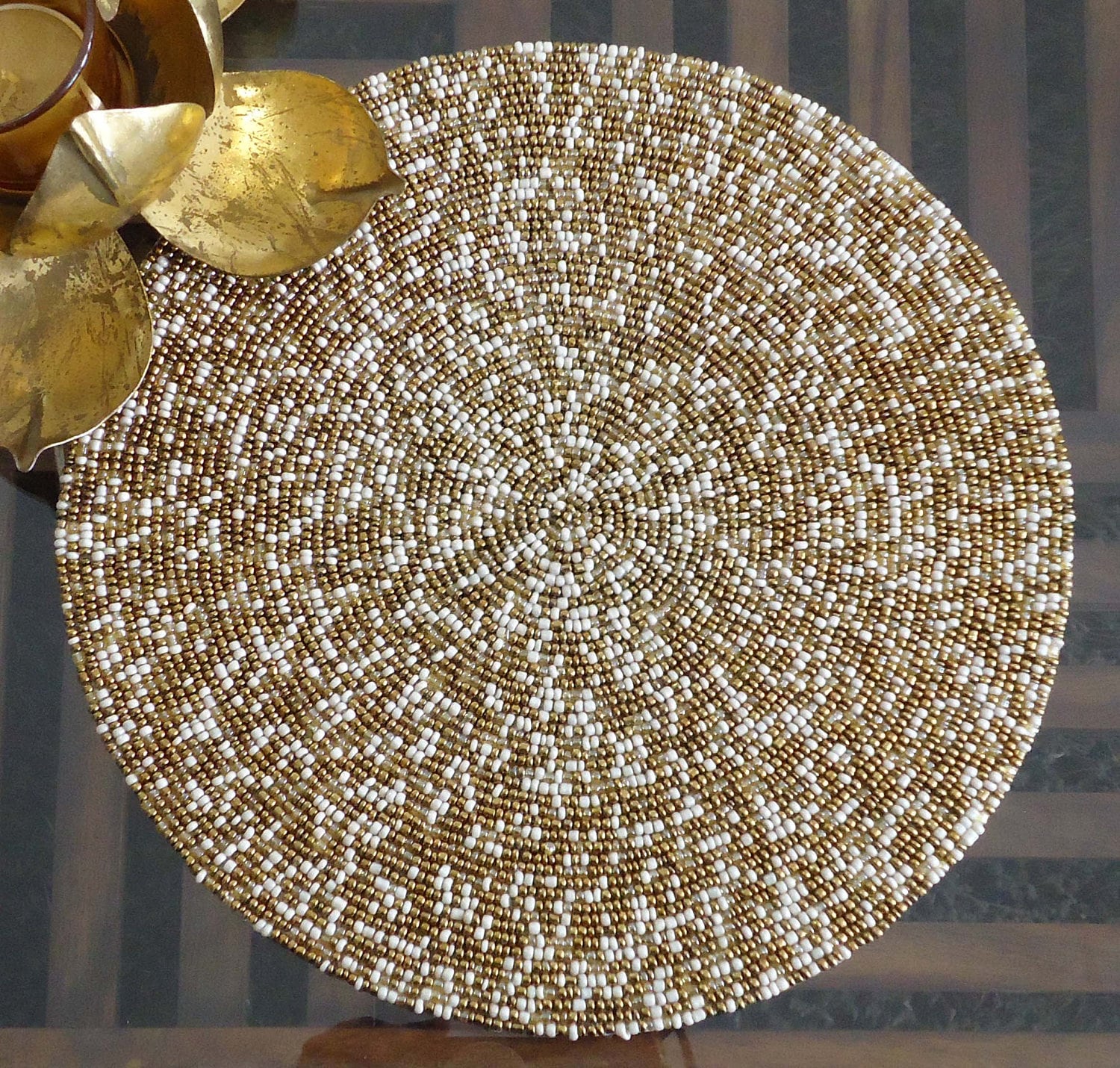 Shimmering Brown Handmade Beaded Mat Centre piece Beaded Etsy