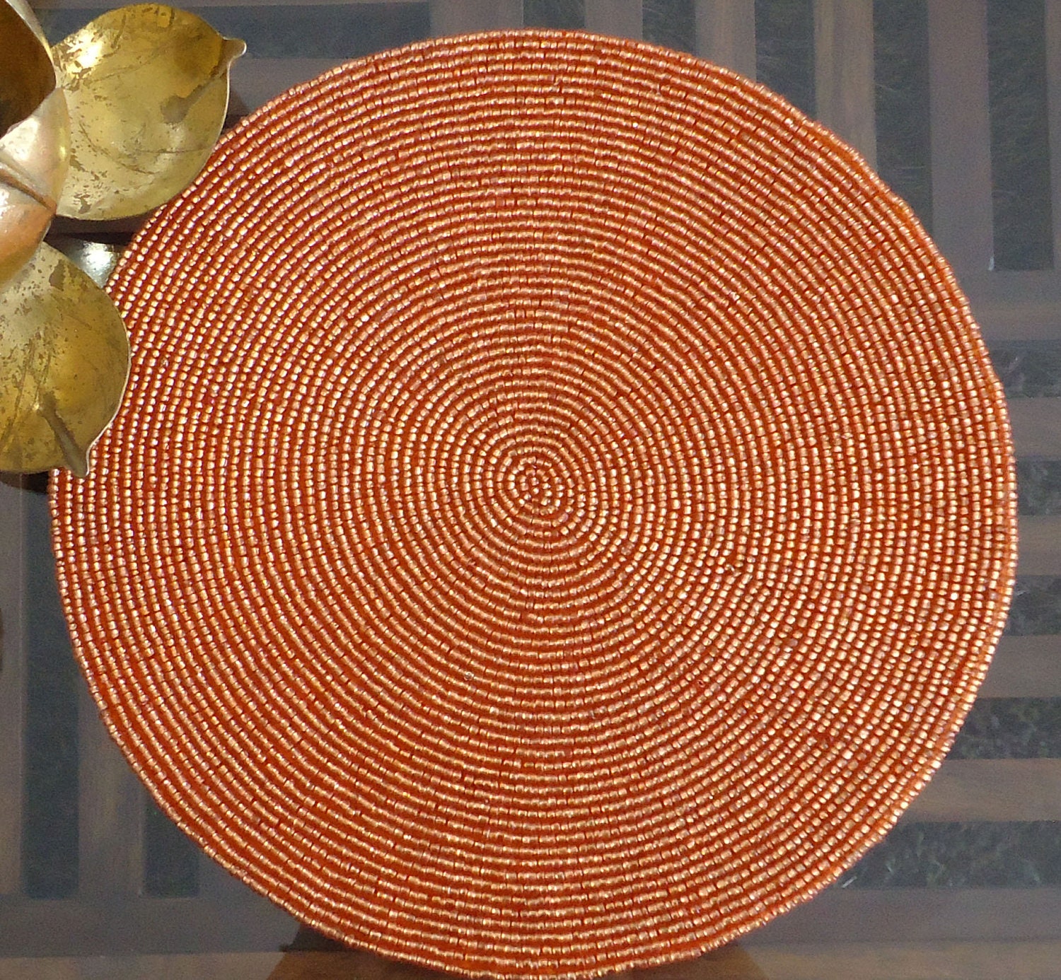 Handmade Beaded Orange Table Mat Center piece Beaded Etsy