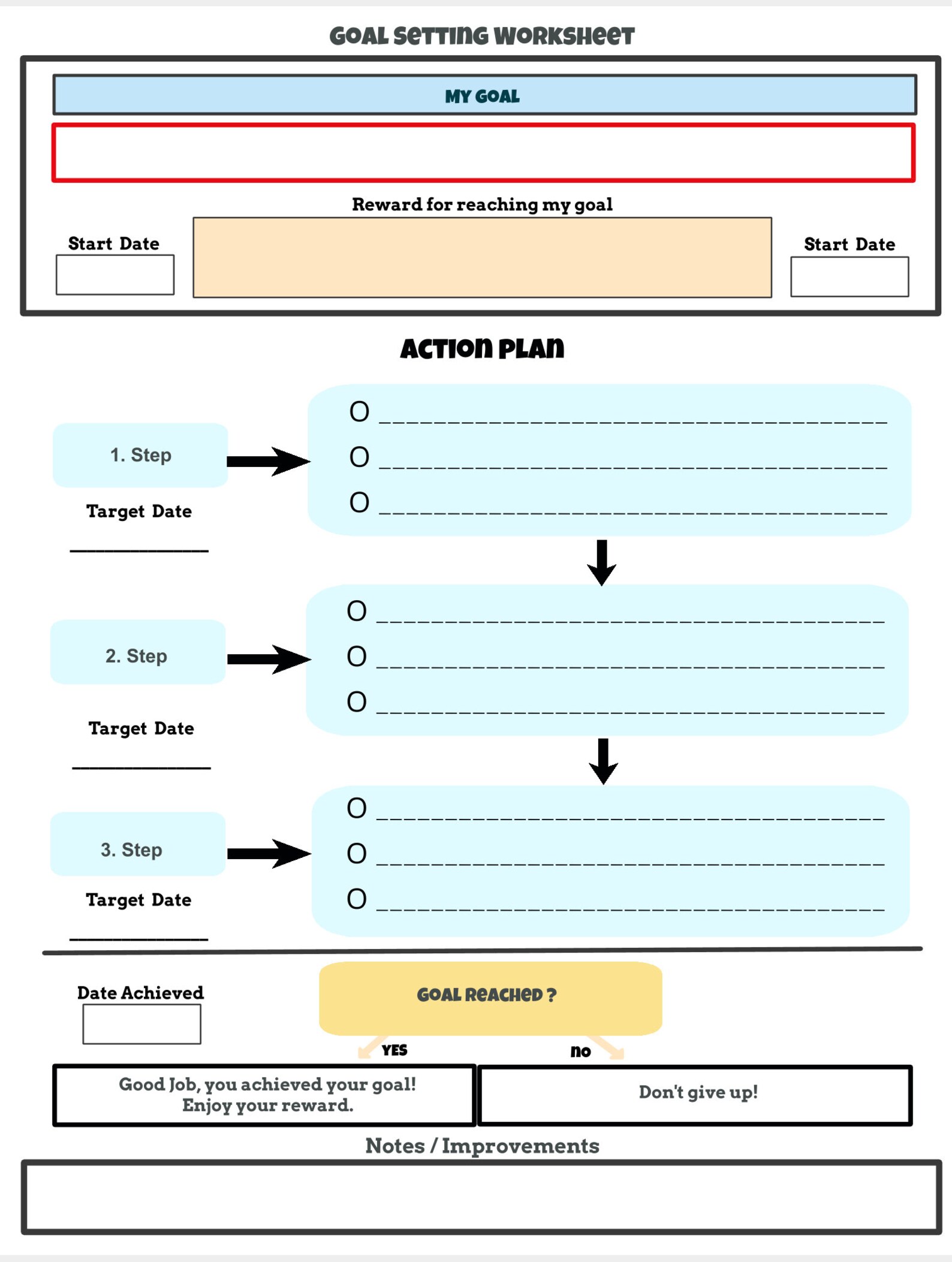 Printable Goal Setting Worksheet/ JW Goals/ Spiritual Goal / Etsy