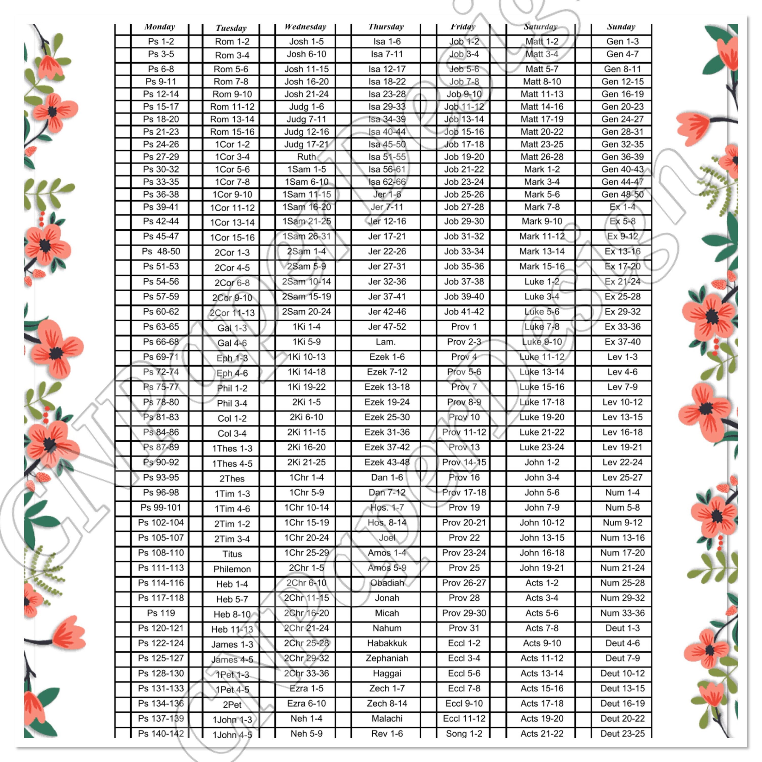 52 Week Bible Reading Plan Printable Printable Word Searches