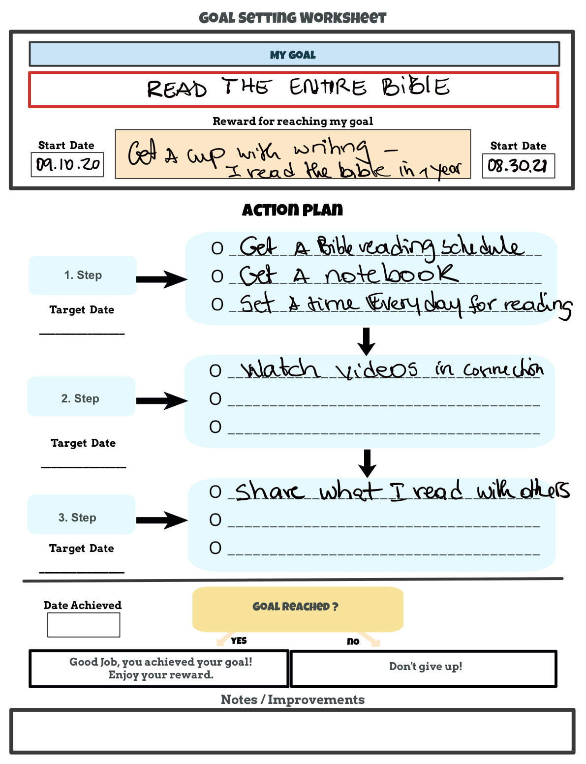 Printable Goal Setting Worksheet/ JW Goals/ Spiritual Goal / Etsy