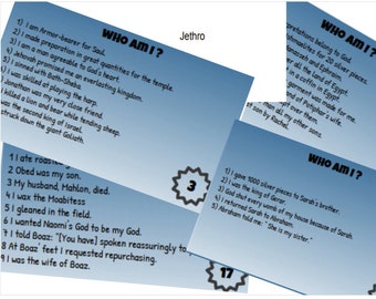 Who  Am I ***** Bible questions Games  ~ 200 Cards ~ DIY Printables ***INSTANT DOWNLOAD