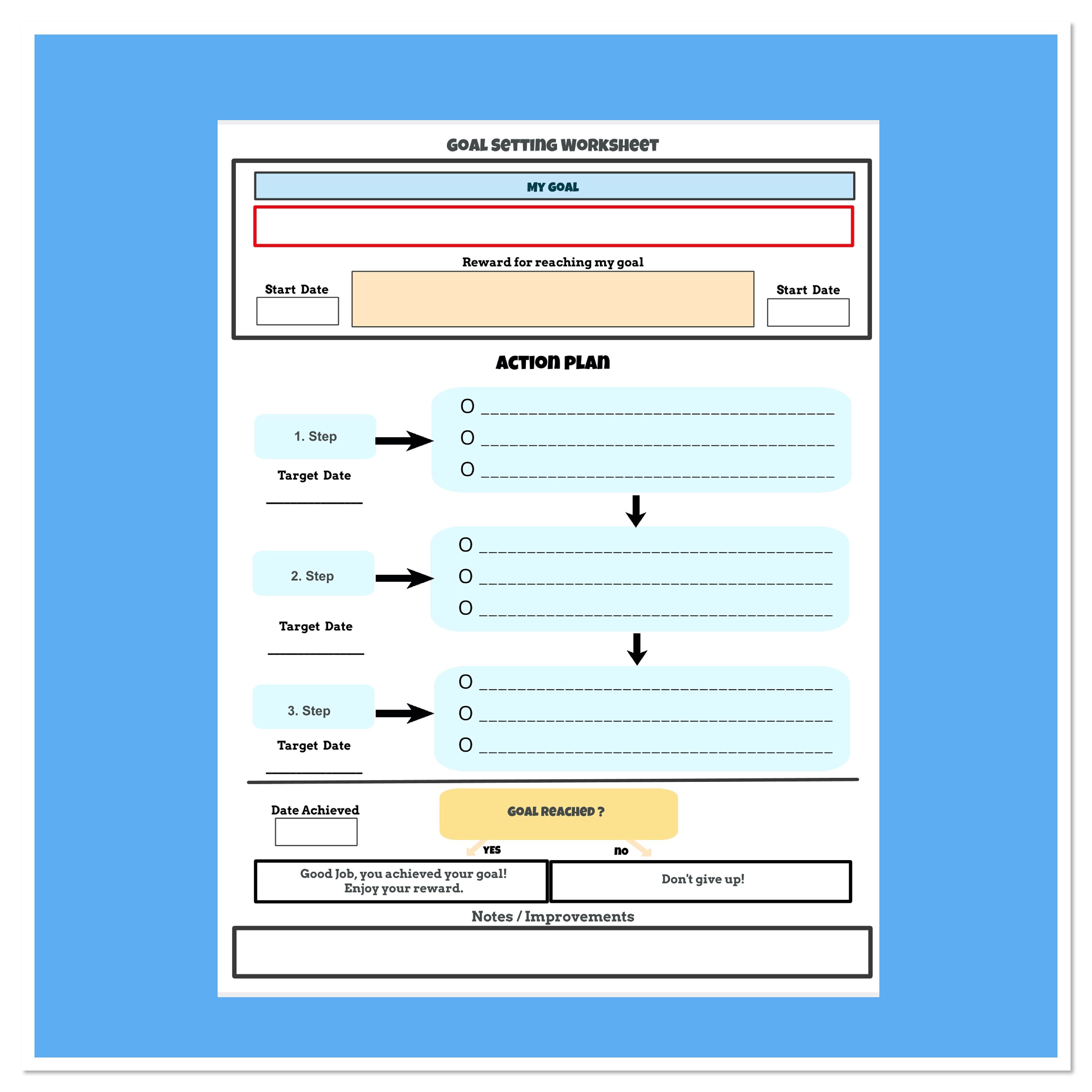 Printable Goal Setting Worksheet/ JW Goals/ Spiritual Goal / Etsy