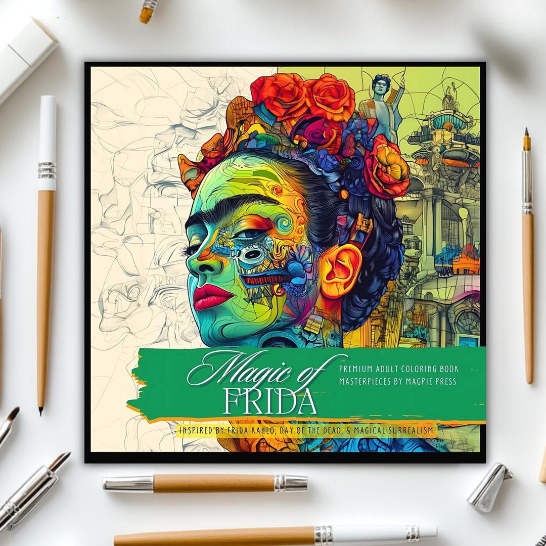 Frida Kahlo Adult Fine Art Coloring Book: Mexican Folk Art, Surrealism ...