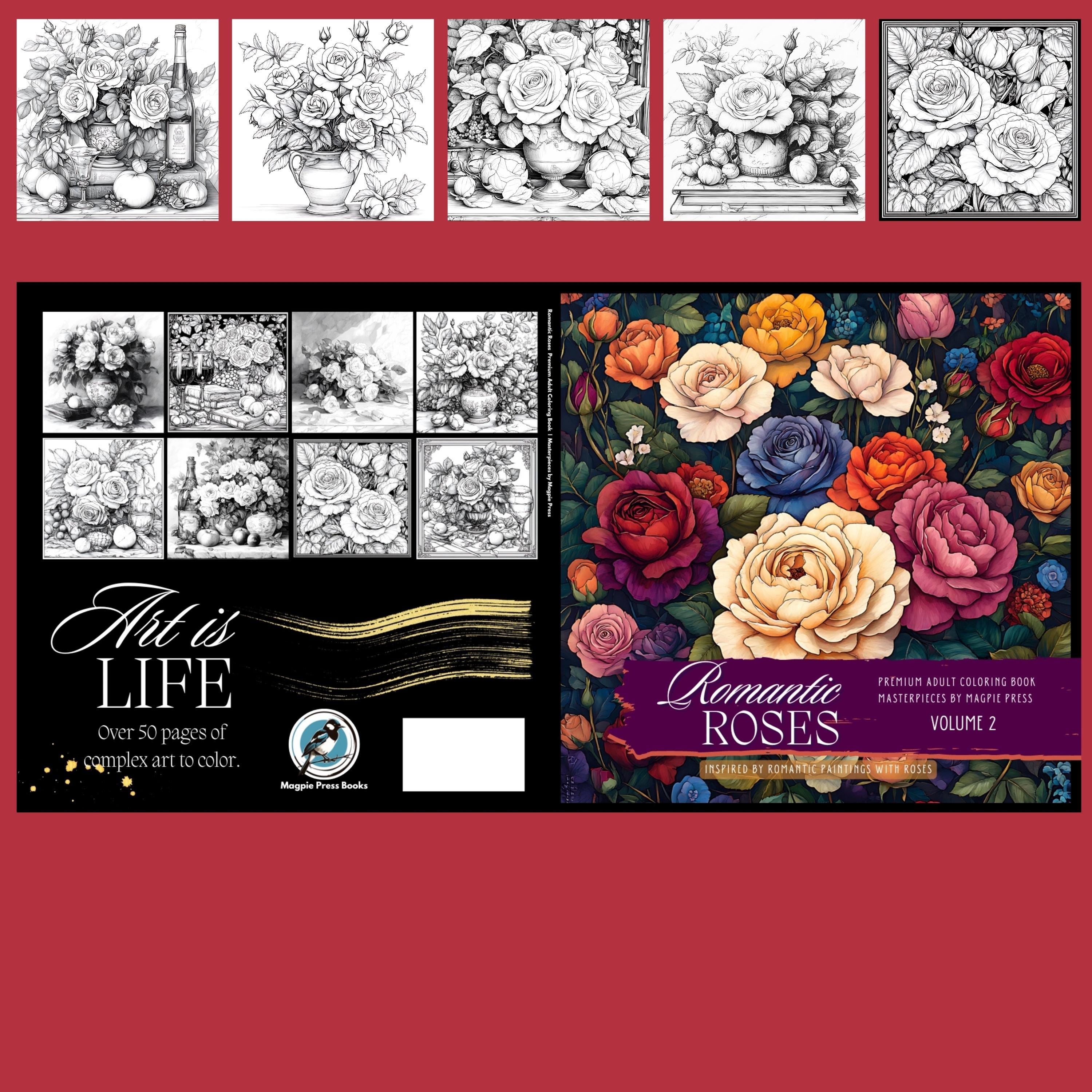 Colorful Roses Book Romantic Roses Adult Fine Art Coloring Book: Botanical Art, Volume 2 ...