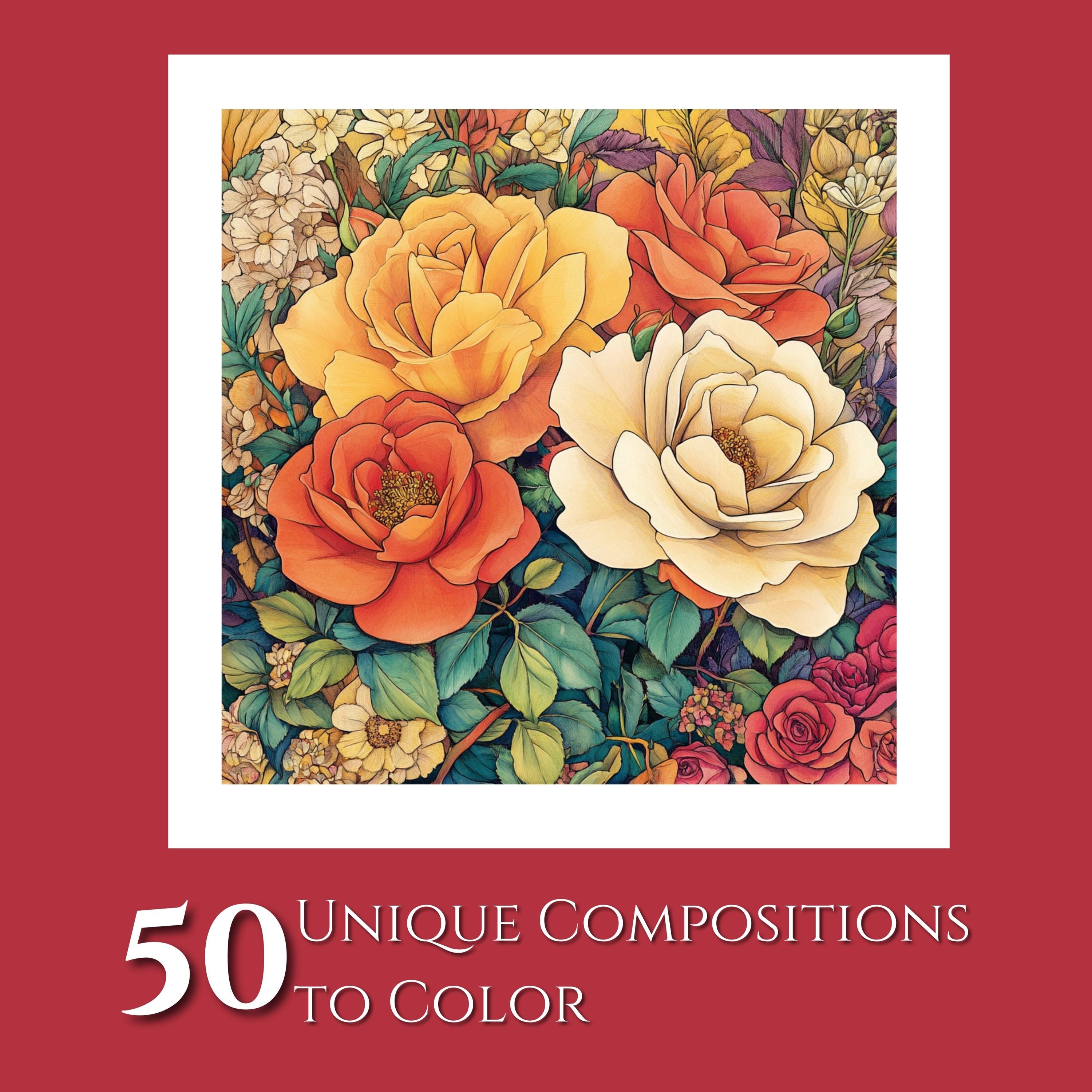 Colorful Roses Book Romantic Roses Adult Fine Art Coloring Book: Botanical Art, Volume 2 ...