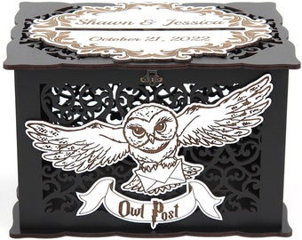 Cards and Well Wishes Wedding Post Box Wisdom Owl Money Box for gift  Envelopes Keepsake Box Sweet 16 Quinceanera